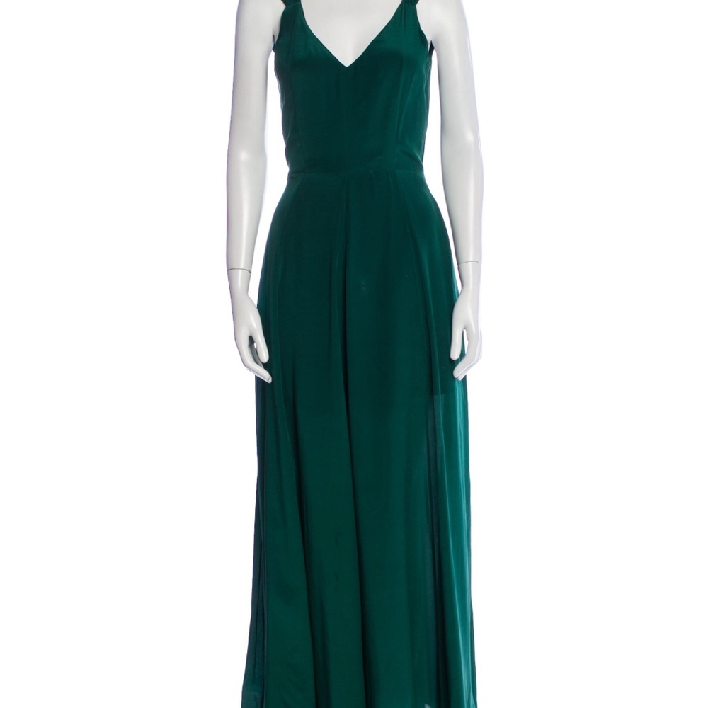 Line & Dot Emerald Green Maxi Dress w/ Low Back & Pockets